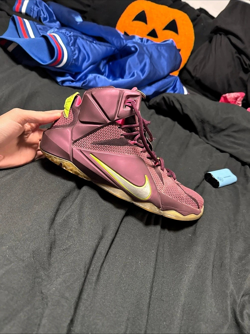 Nike LeBron 12 Double Helix High-Top Athletic Shoes Purple & Pink